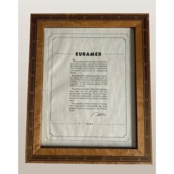 EURAMEX Photo Frame Made in France Large Wooden Marquetry Inlay Rose-wood 12" - Picture 2 of 13